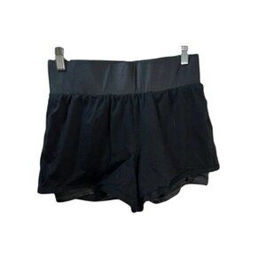 Fabletics Women's Running Shorts Double Layer Athletic Shorts Black‎ Small